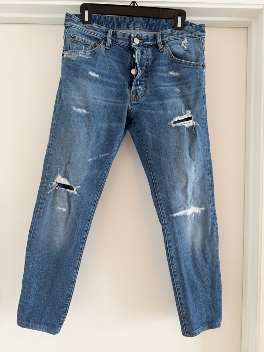 DSQUARED2 Slim Straight Distressed Blue Jeans